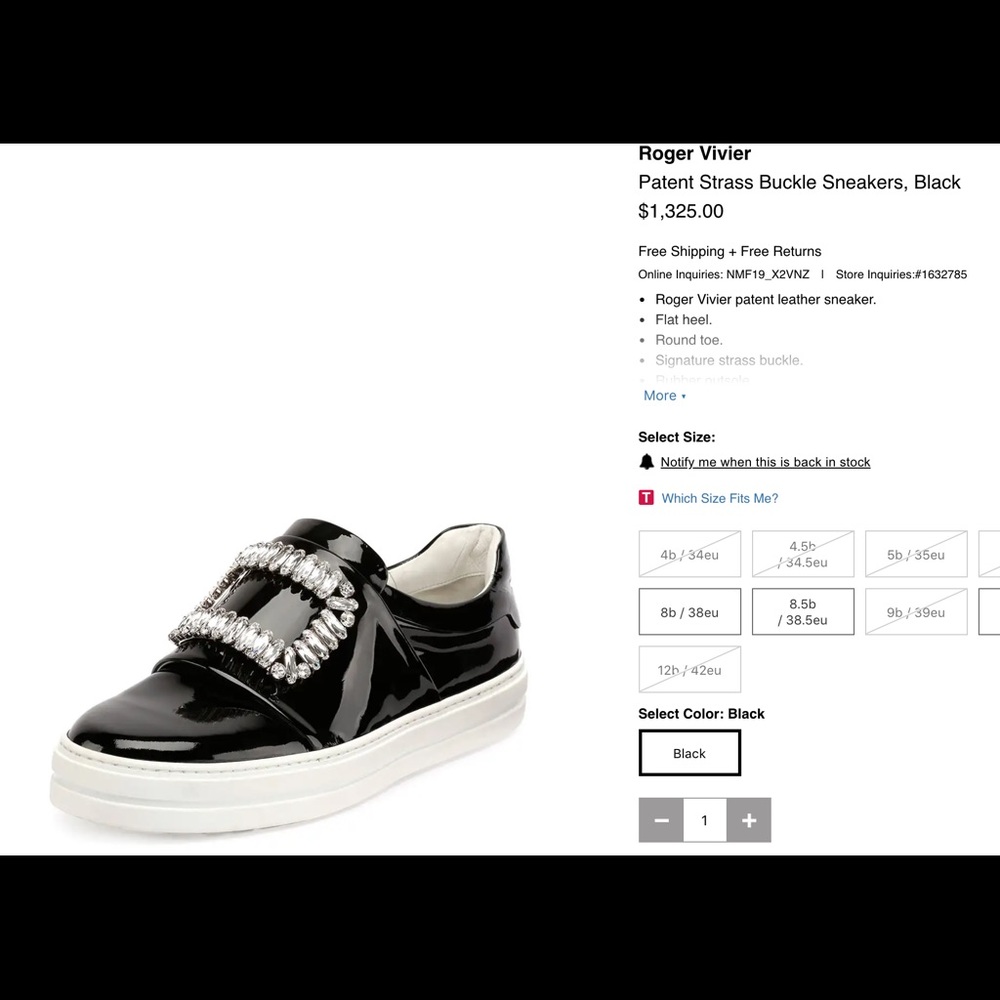 Roger Vivier patent sneakers,black, eu38